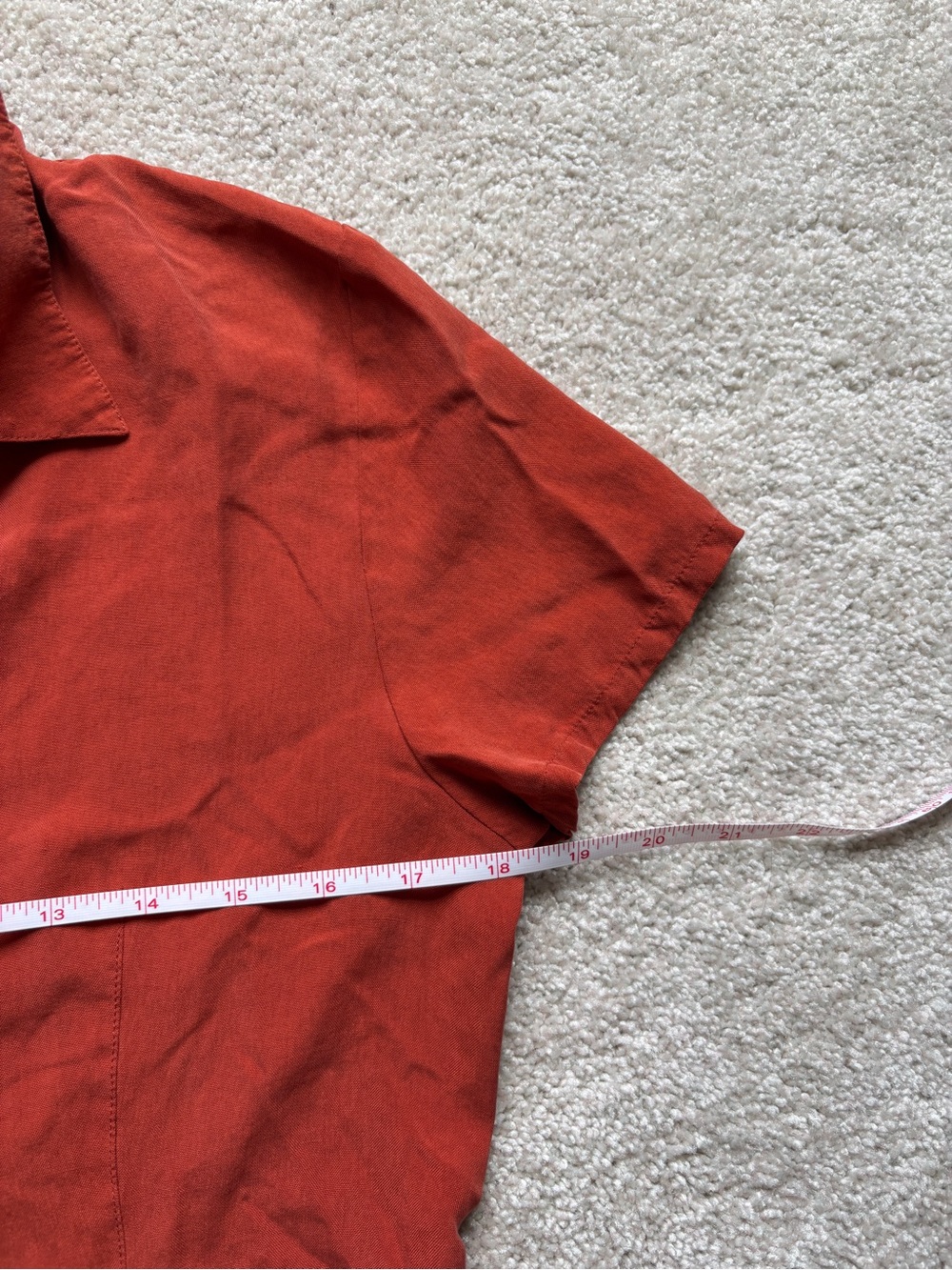 Amanda Smith 100% Silk Burnt Orange Short Sleeve Button-Front Shirt - Picture 8 of 14